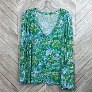 LILLY PULITZER | Jodie Top | Koggala Sri Lanka Vacation Tennis Print XL